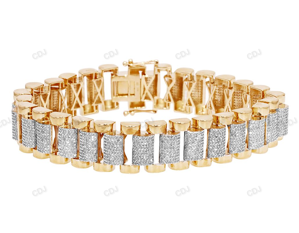 Presidential Style Silver Moissanite Mens Bracelet