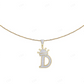 1.75" 0.55 CTW 10K Gold Natural Diamond Crown Initial "D" Pendant CustomDiamJewel