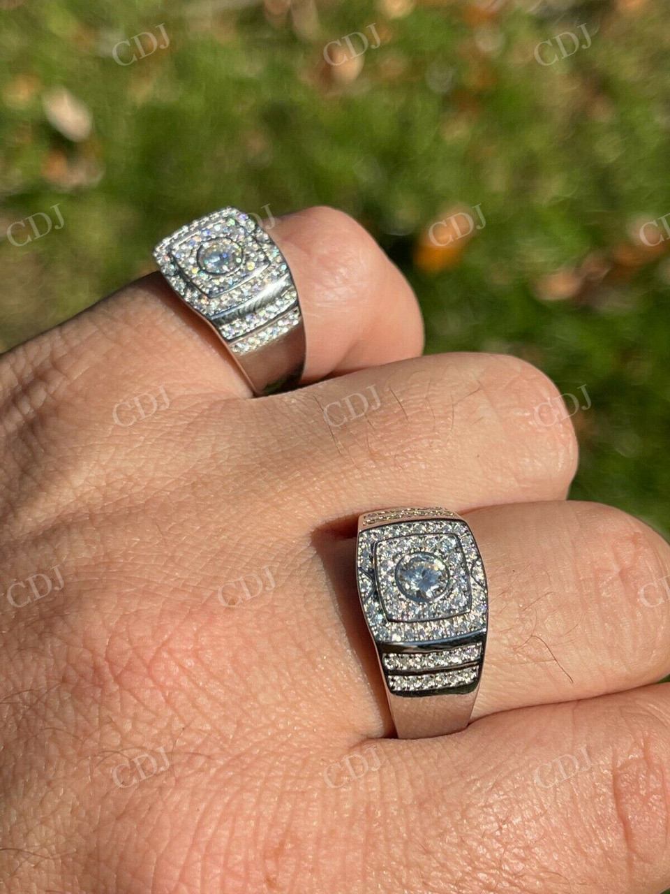 Round Cut Moissanite Hip Hop Ring  customdiamjewel   