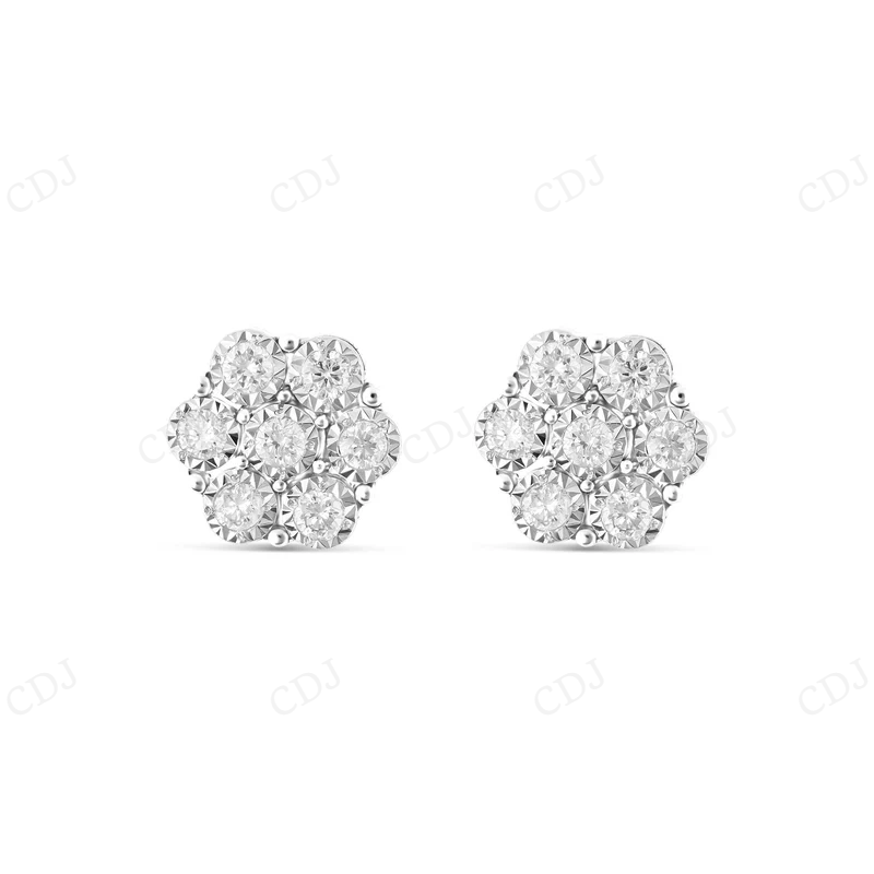 0.30 CT White Gold Flower Bezel Set Stud Earrings Stud earrings CustomDiamJewel