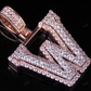 1.5" 1.9 CTW Solid Two Tone Gold Diamond Initial 'W' Letter Pendant CustomDiamJewel