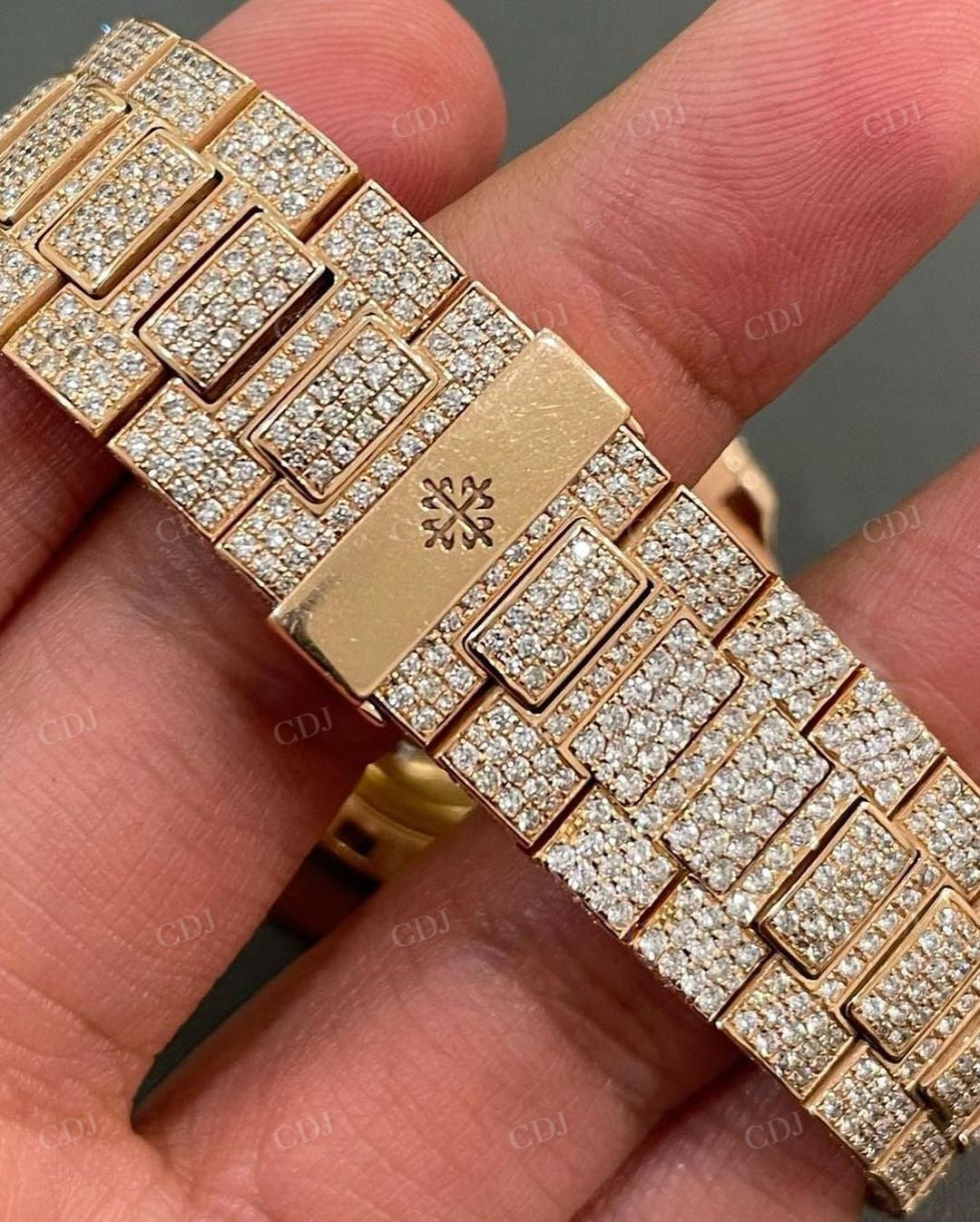 Full Yellow Patek Philippe Iced Out Moissanite Diamond Automatic Movement Watch customdiamjewel