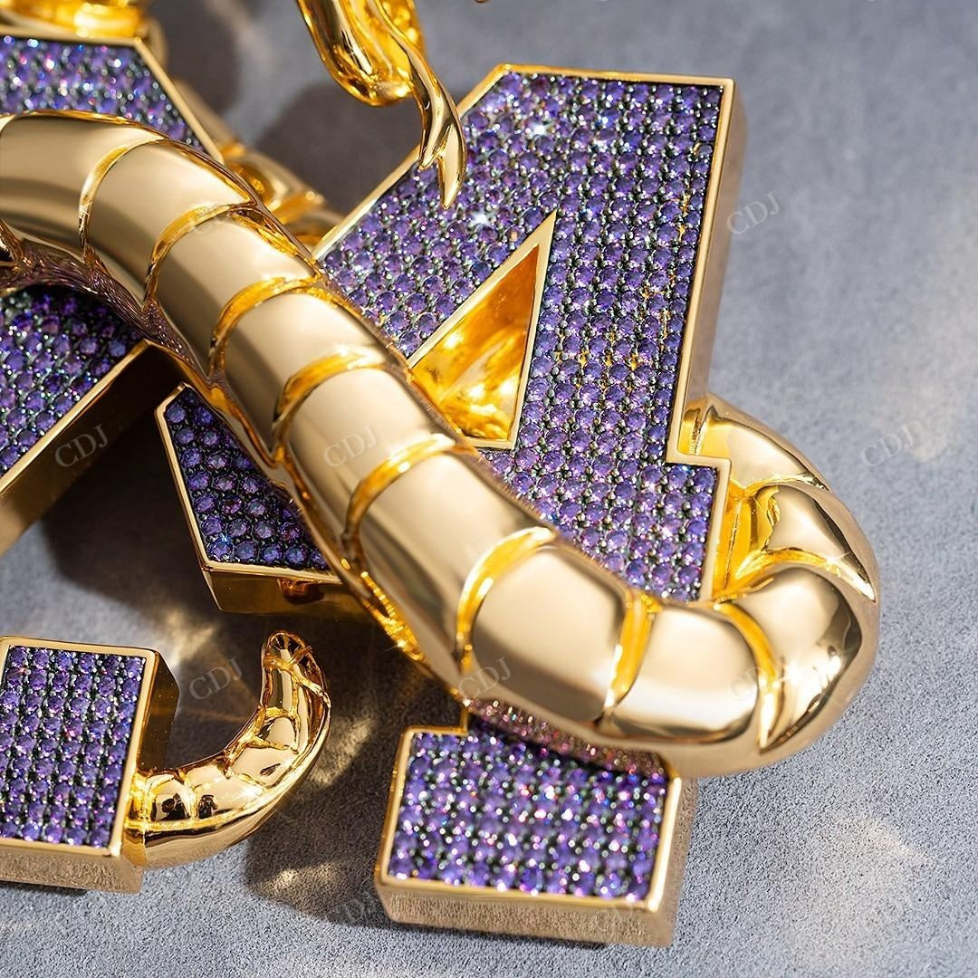 Custom Purple Stone Gold Snake Pendant hip hop jewelry customdiamjewel   
