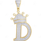 1.75" 0.55 CTW 10K Gold Natural Diamond Crown Initial "D" Pendant CustomDiamJewel