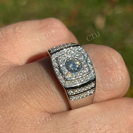 Round Cut Moissanite Hip Hop Ring  customdiamjewel   