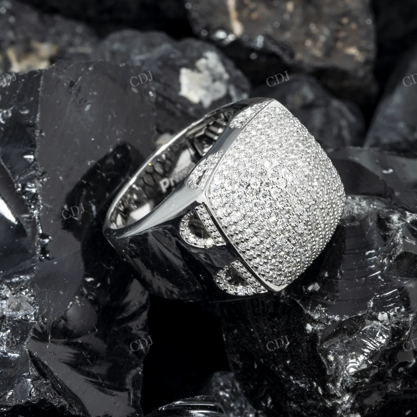 Sterling Silver Moissanite Cluster Ring hip hop ring customdiamjewel