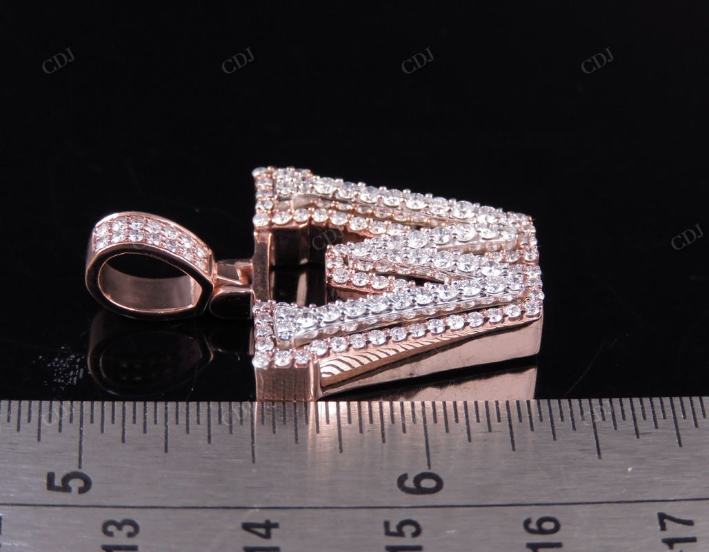1.5" 1.9 CTW Solid Two Tone Gold Diamond Initial 'W' Letter Pendant CustomDiamJewel