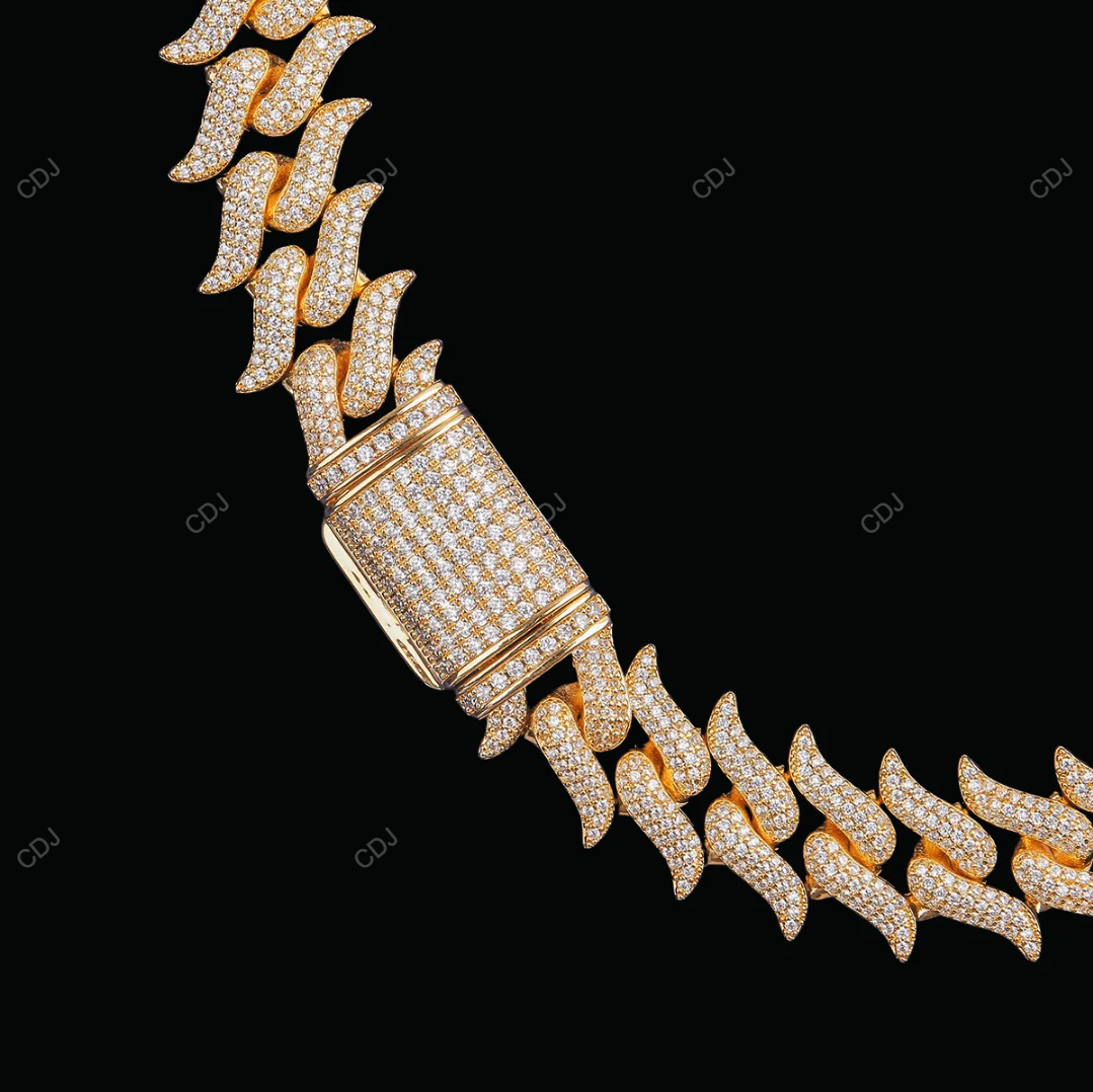 925 Sterling Silver 14kt Yellow Gold Plated Cuban Chain CustomDiamJewel