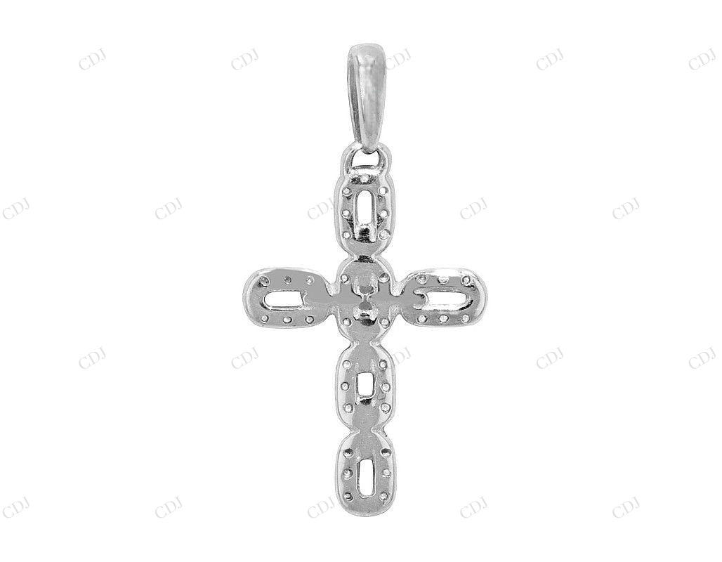 Link Style Two Tone Gold Lab Grown Diamond Cross Pendant Hip Hop Pendent CustomDiamJewel