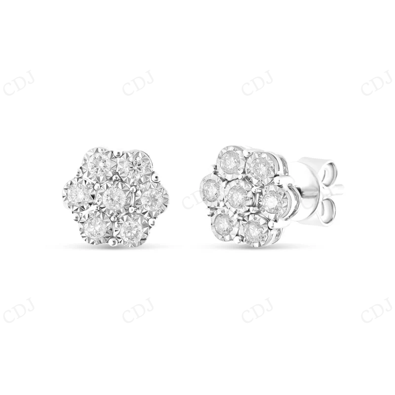 0.30 CT White Gold Flower Bezel Set Stud Earrings Stud earrings CustomDiamJewel