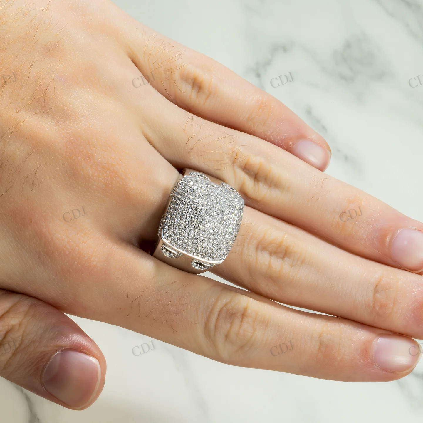 Sterling Silver Moissanite Cluster Ring hip hop ring customdiamjewel