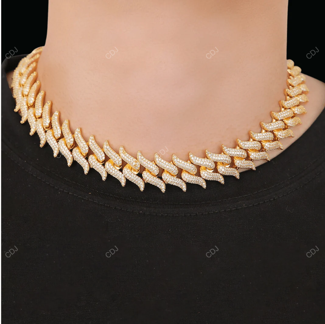 925 Sterling Silver 14kt Yellow Gold Plated Cuban Chain CustomDiamJewel