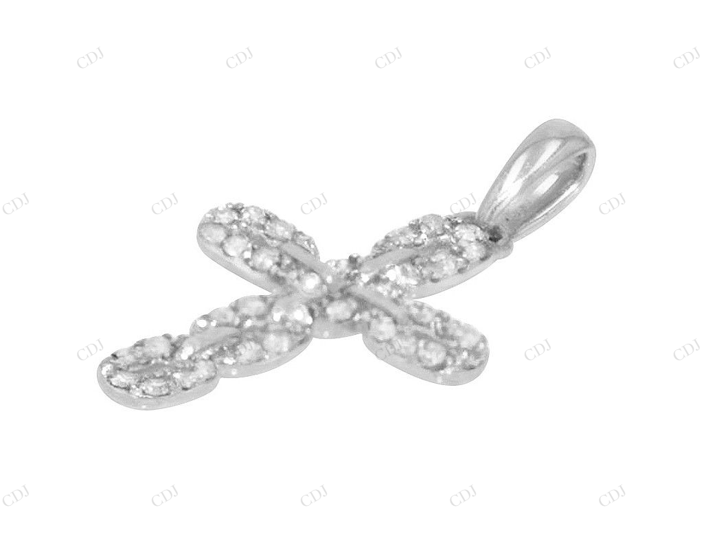 Link Style Two Tone Gold Lab Grown Diamond Cross Pendant Hip Hop Pendent CustomDiamJewel