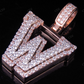 1.5" 1.9 CTW Solid Two Tone Gold Diamond Initial 'W' Letter Pendant CustomDiamJewel