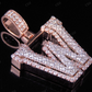 1.5" 1.9 CTW Solid Two Tone Gold Diamond Initial 'W' Letter Pendant CustomDiamJewel
