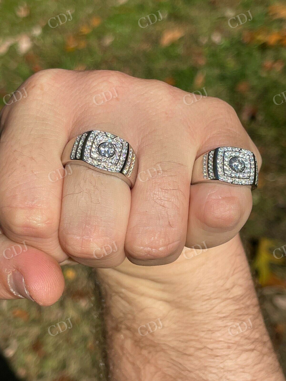 Round Cut Moissanite Hip Hop Ring  customdiamjewel   