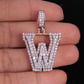 1.5" 1.9 CTW Solid Two Tone Gold Diamond Initial 'W' Letter Pendant CustomDiamJewel