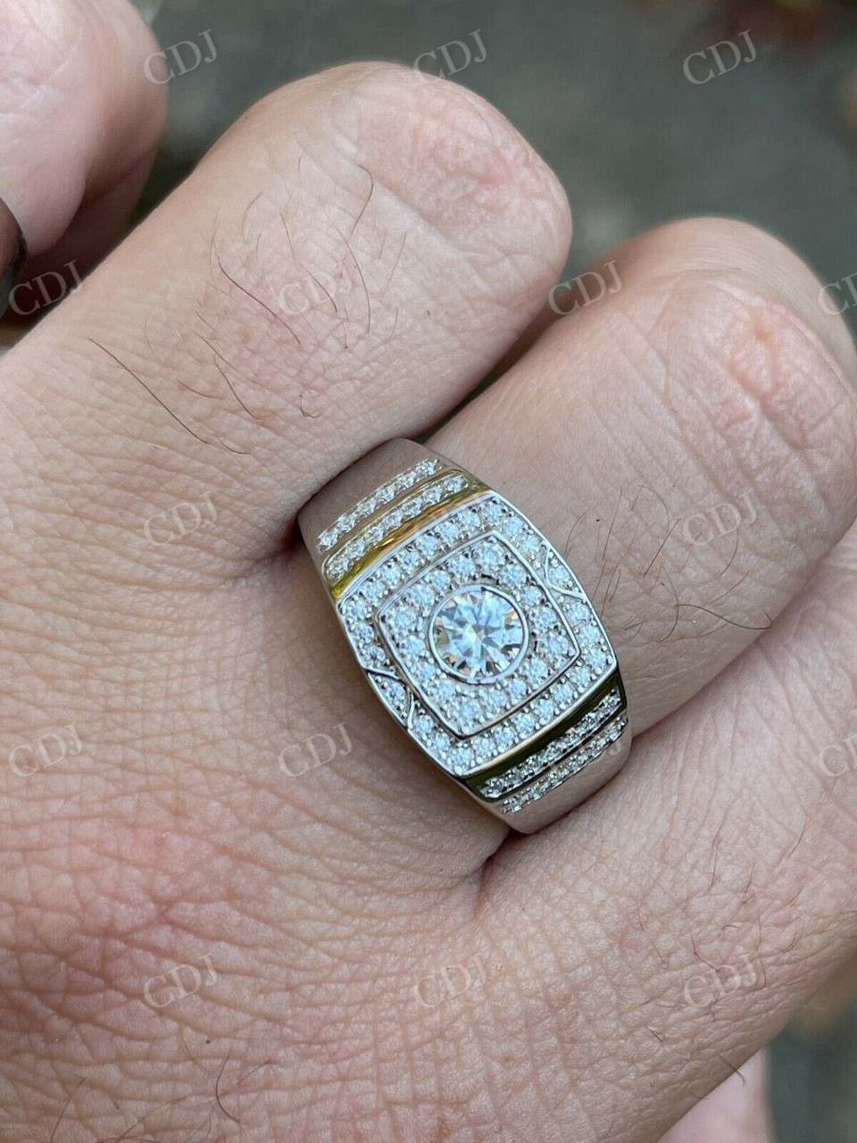 Round Cut Moissanite Hip Hop Ring  customdiamjewel   