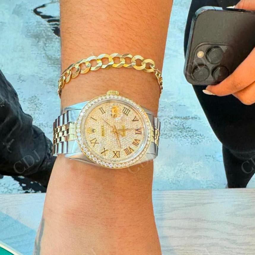Yellow White Rolex Jubilee Plain Belt Moissanite Diamond Iced Out Dial Hip Hop Women Watch hip hop jewelry CustomDiamJewel