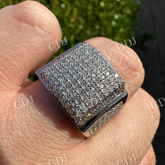 Micro Pave Set 14K White Gold Men's Ring  customdiamjewel   
