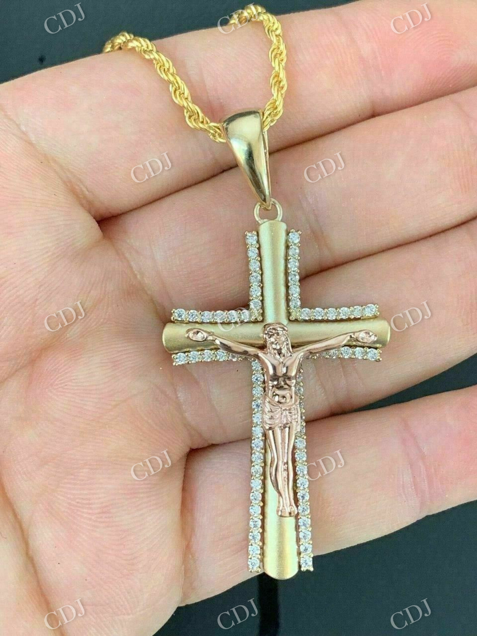 Cross Jesus Diamond Pendant  customdiamjewel   