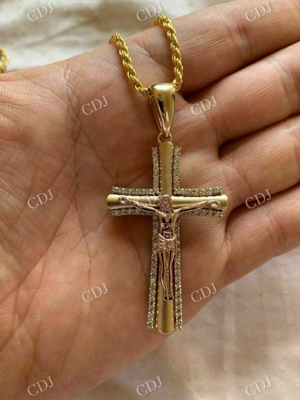 Cross Jesus Diamond Pendant  customdiamjewel   