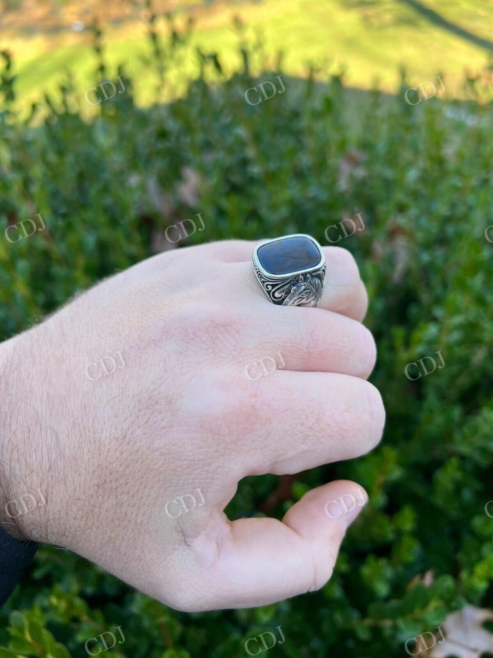 Black Onyx Horse Design Ring For Men's  customdiamjewel   