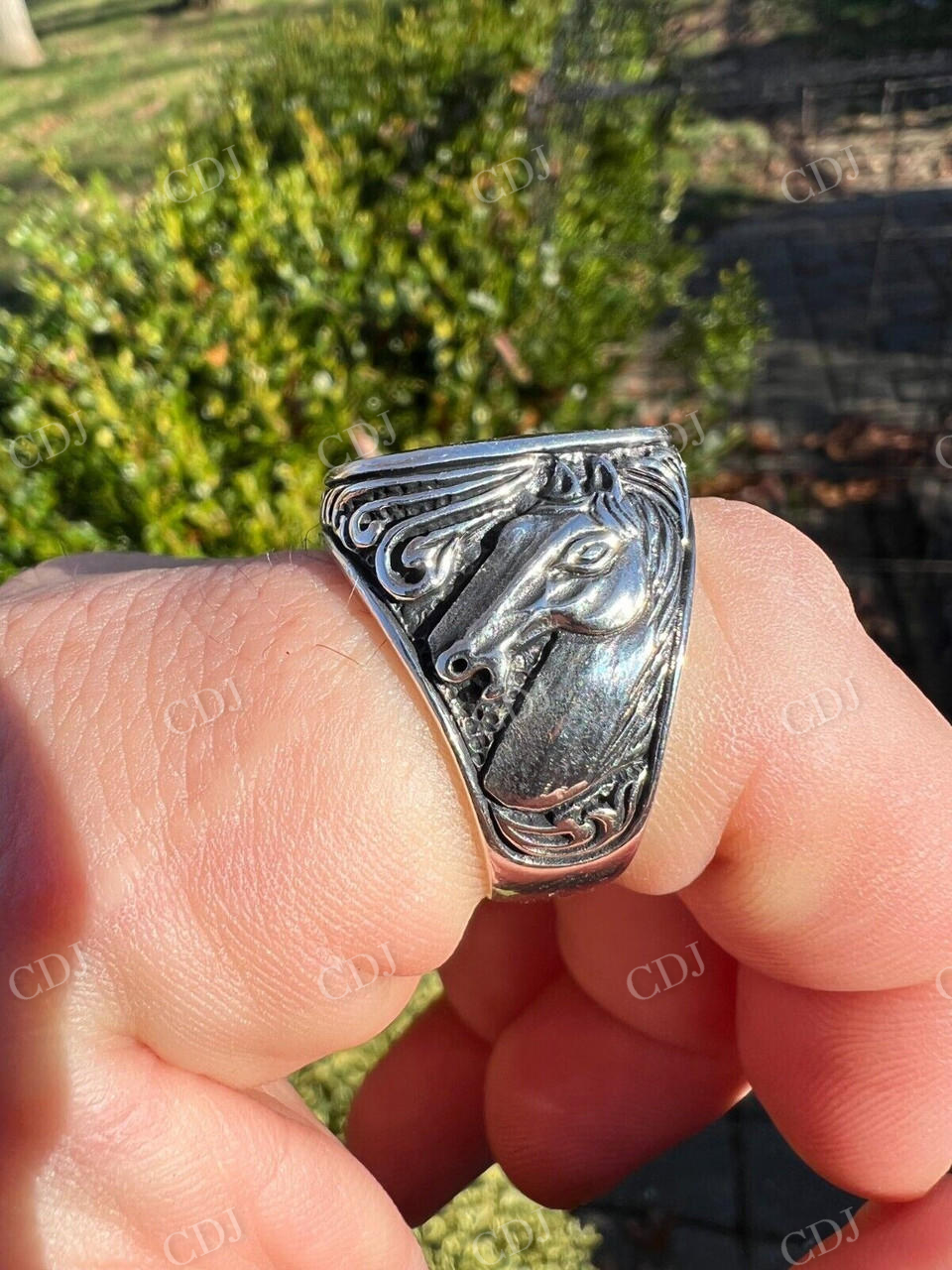 Black Onyx Horse Design Ring For Men's  customdiamjewel   