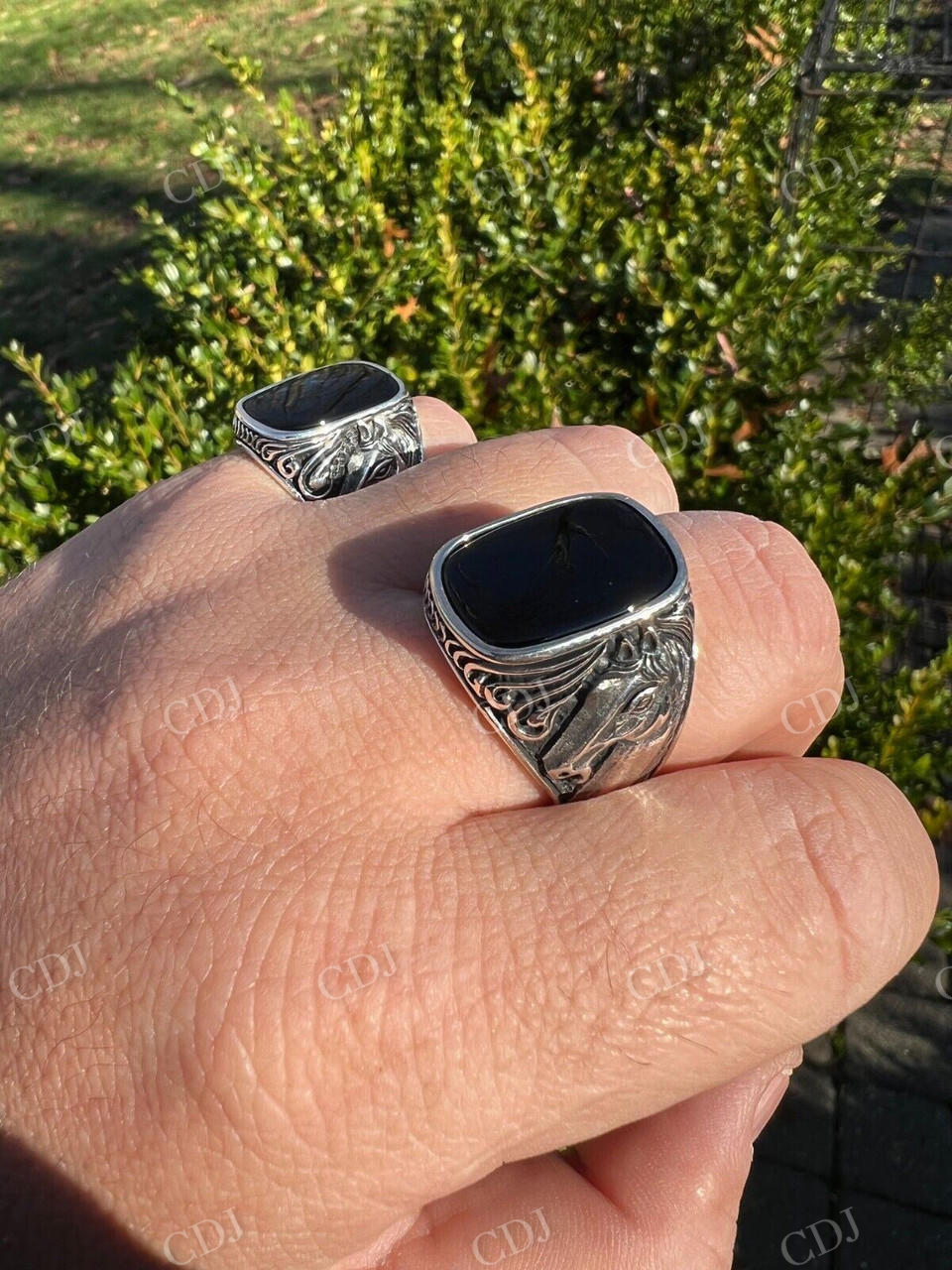 Black Onyx Horse Design Ring For Men's  customdiamjewel   