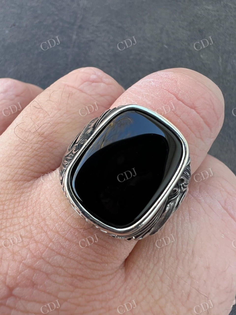 Black Onyx Horse Design Ring For Men's  customdiamjewel   