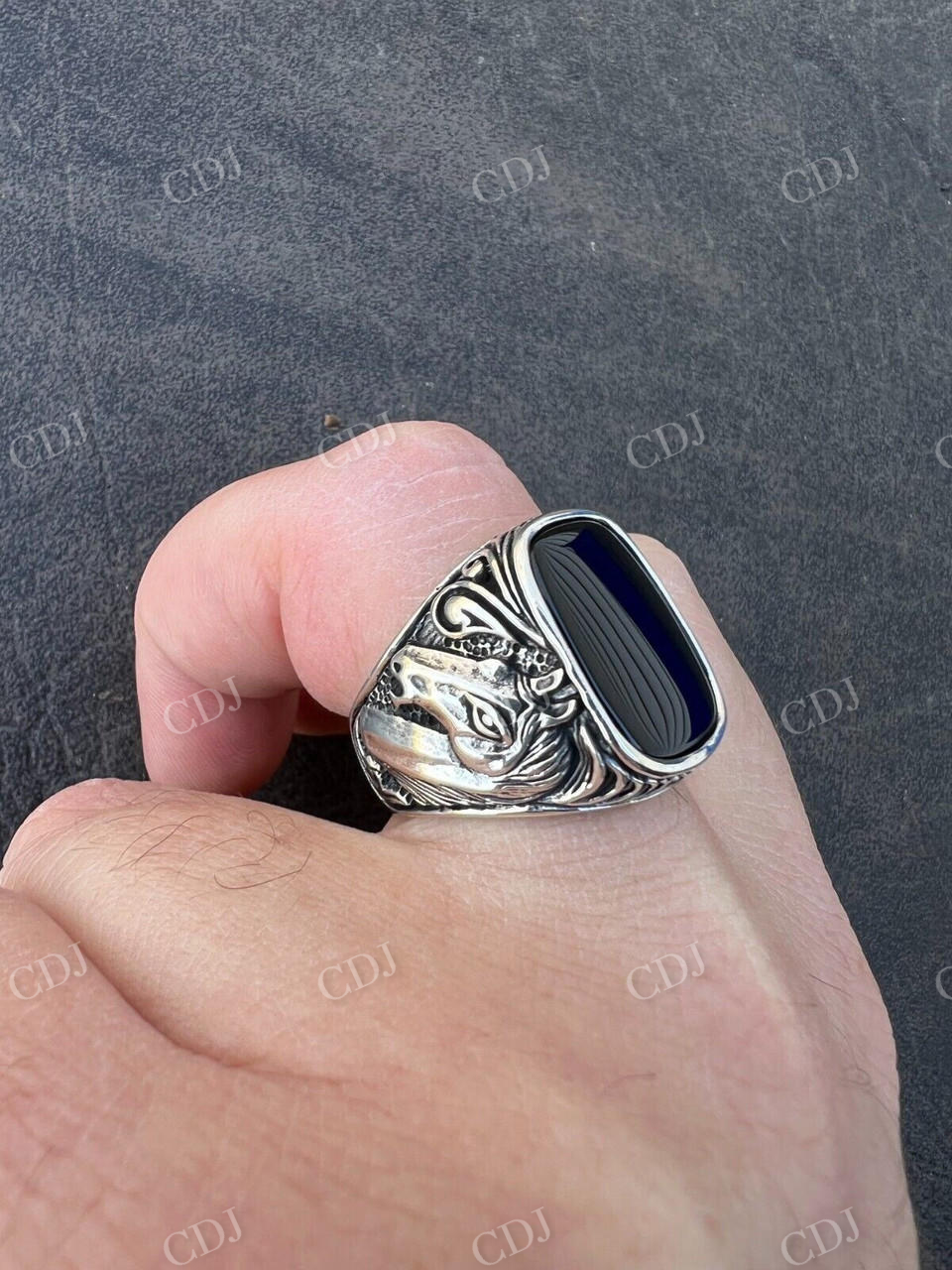 Black Onyx Horse Design Ring For Men's  customdiamjewel   