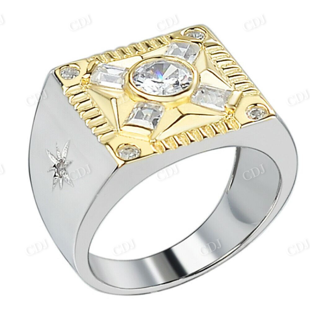 Hip Hop Solid Gold Bezel Set Solitaire Men's Ring  customdiamjewel   