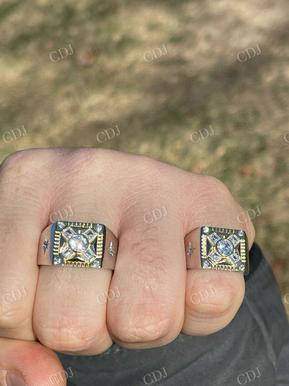Hip Hop Solid Gold Bezel Set Solitaire Men's Ring  customdiamjewel   