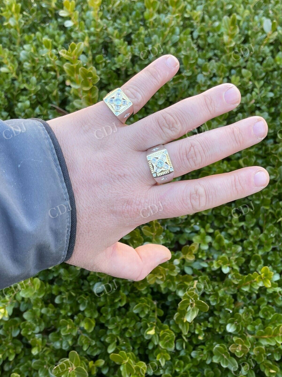 Hip Hop Solid Gold Bezel Set Solitaire Men's Ring  customdiamjewel   