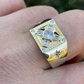Hip Hop Solid Gold Bezel Set Solitaire Men's Ring  customdiamjewel   
