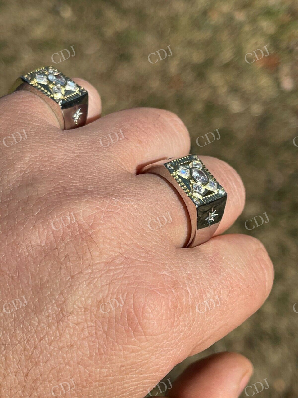 Hip Hop Solid Gold Bezel Set Solitaire Men's Ring  customdiamjewel   