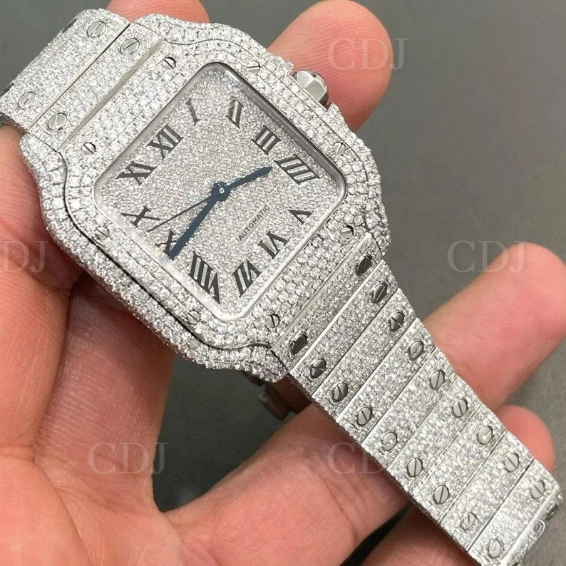 High Quality Iced Out GRA Certified Santos Watch customdiamjewel