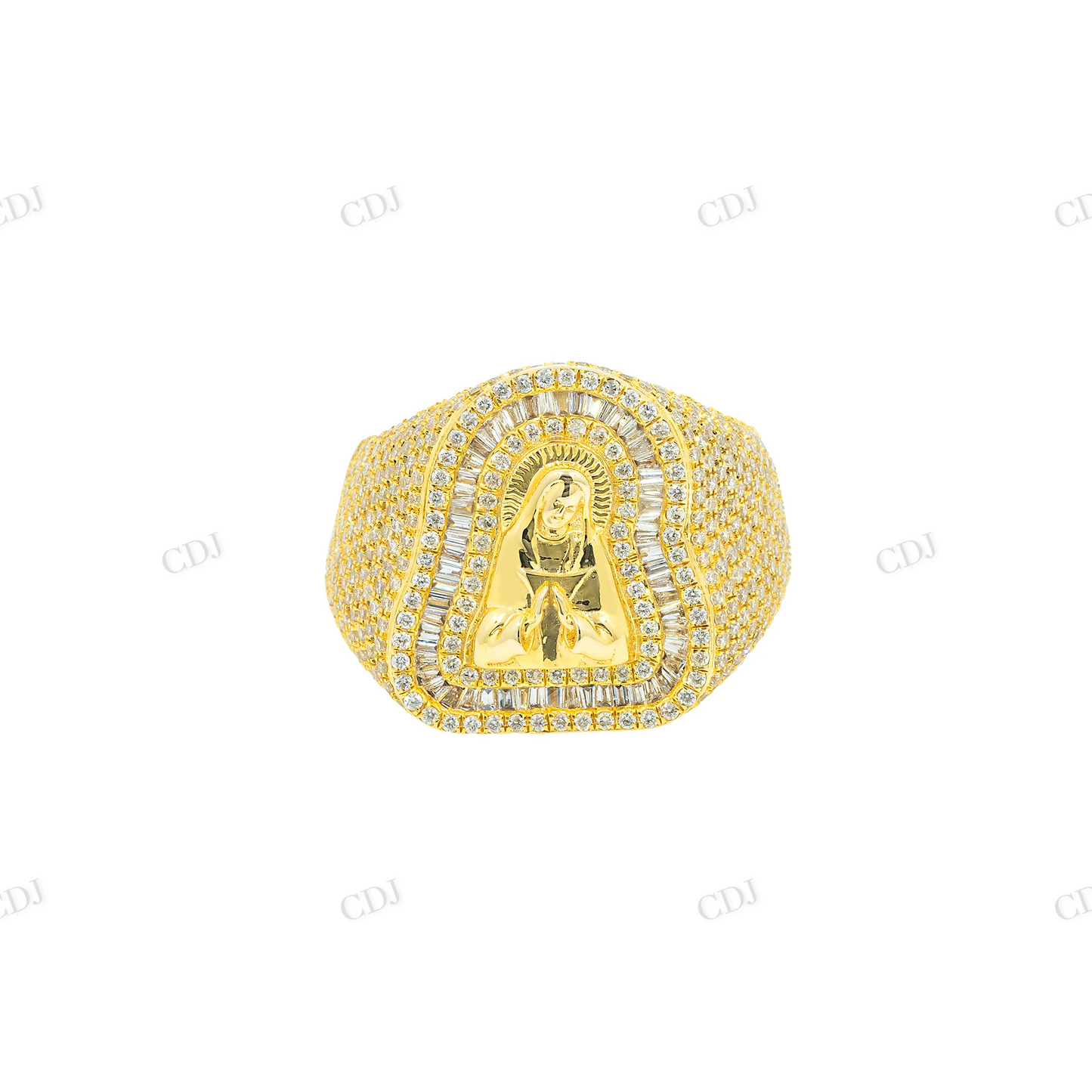 Silver Moissanite Baguette Mother Mary Ring hip hop ring customdiamjewel