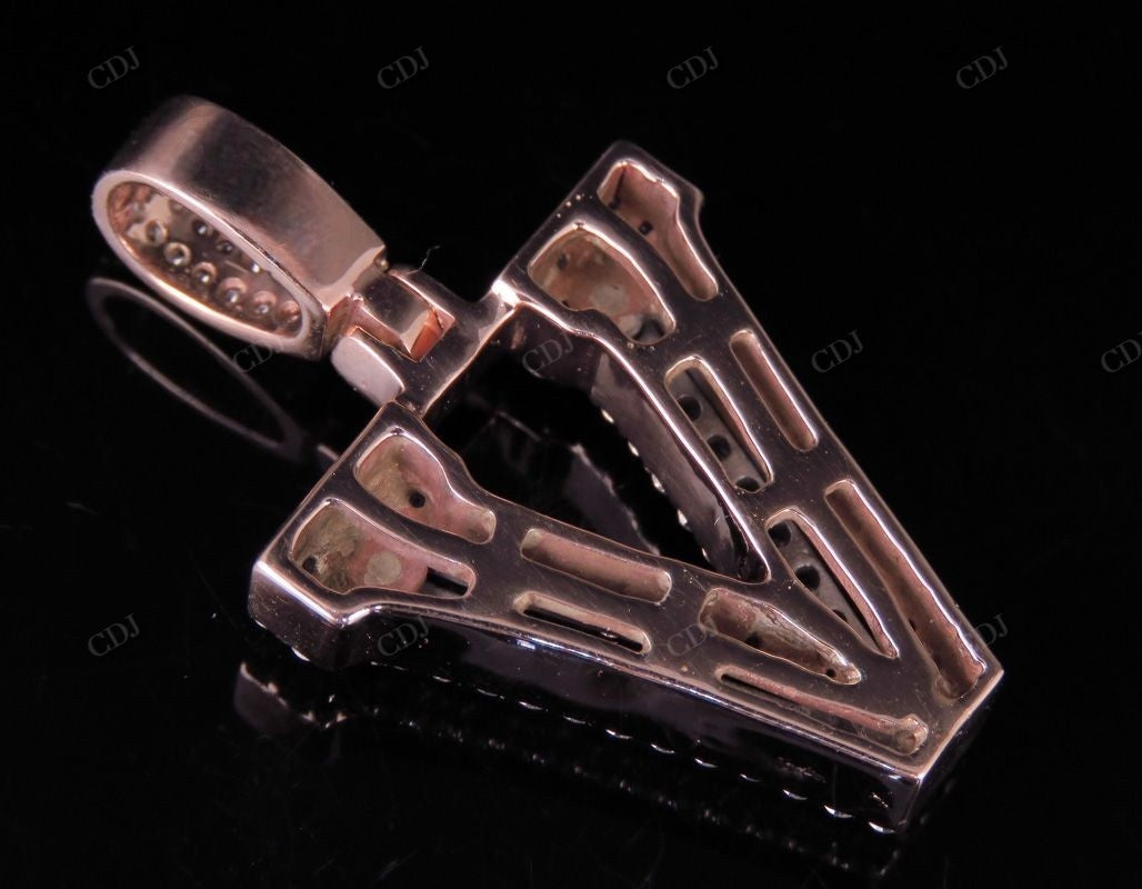 1.5" 1.75 CTW 18K Gold Real Diamond Custom 3D Initial 'V' Letter Pendant CustomDiamJewel