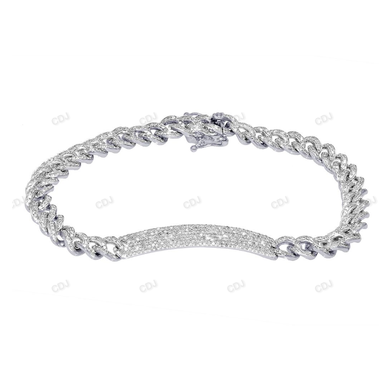 Iced Out 925 Sterling Silver Bar Mens Bracelet