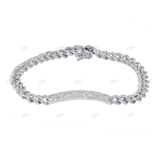 Iced Out 925 Sterling Silver Bar Mens Bracelet