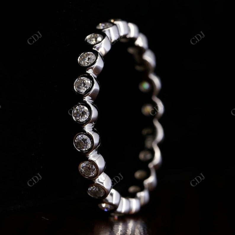 White Gold Bezel Set Natural Diamond Wedding Band  customdiamjewel   
