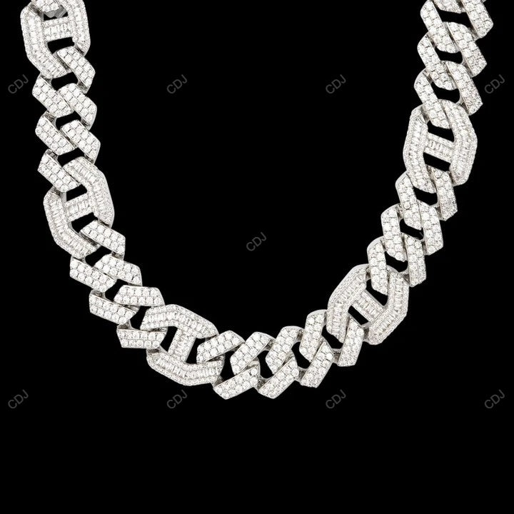 925 Sterling Silver Unique Design Moissanite Cuban Link Chain CustomDiamJewel