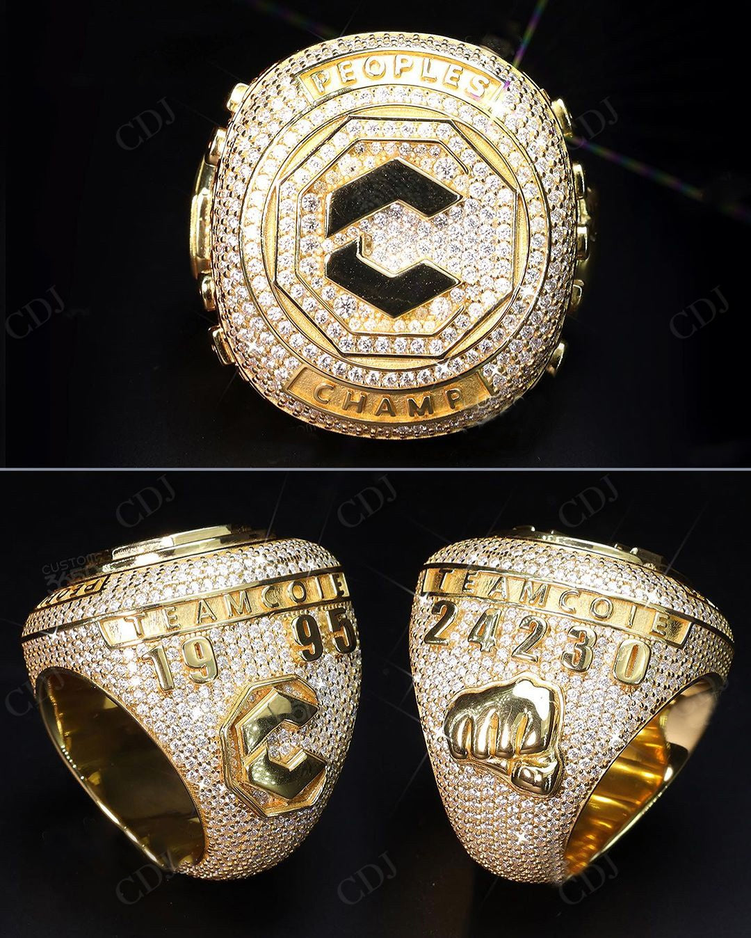 Men's Iced Out Hip Hop Custom Made Letter Name Champion Ring hip hop jewelry CustomDiamJewel   