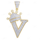 1.6" 0.50 CTW 10K Gold Natural Diamond Crown Initial "V" Pendant CustomDiamJewel