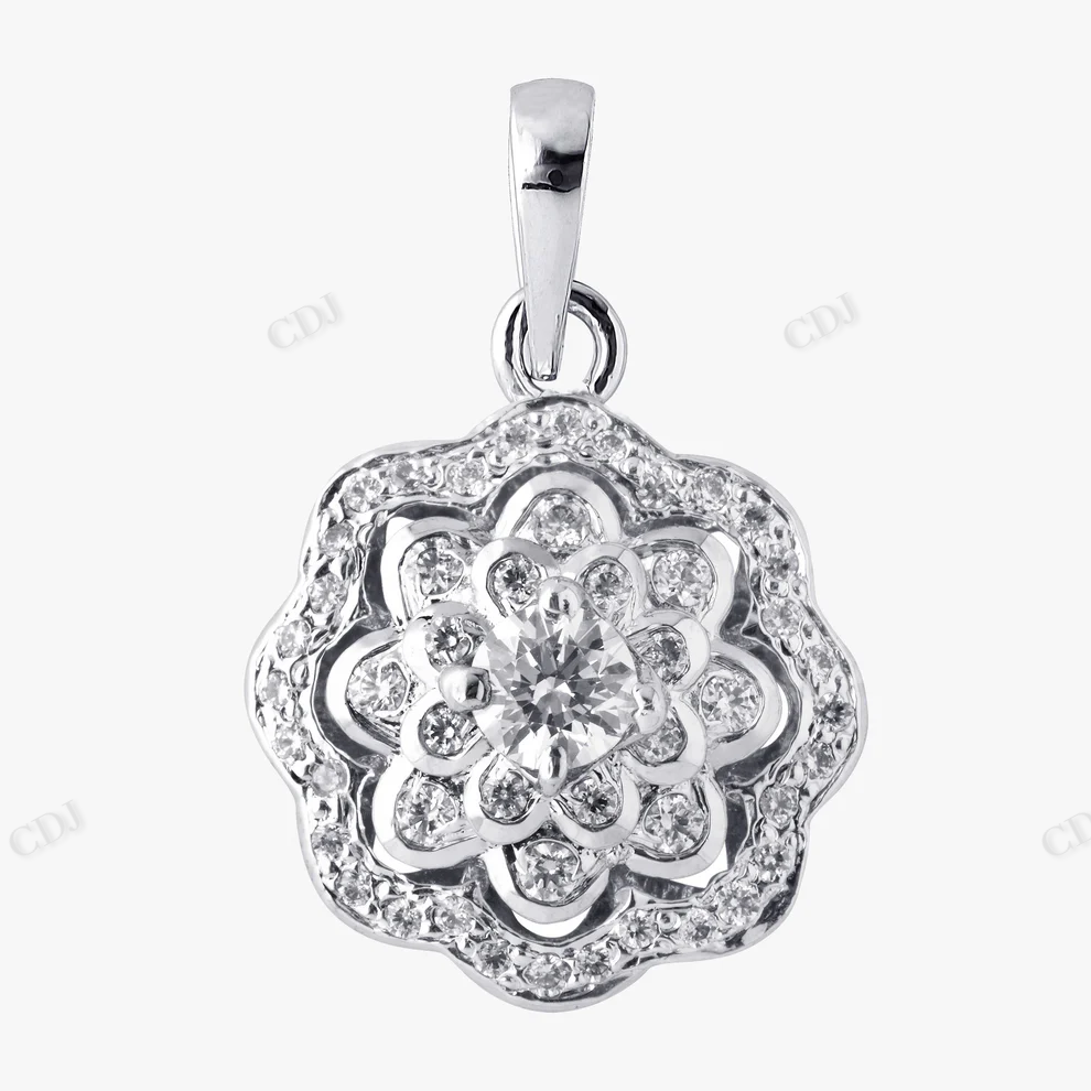 Sterling Silver Floral Moissanite Pendant hip hop jewelry CustomDiamJewel