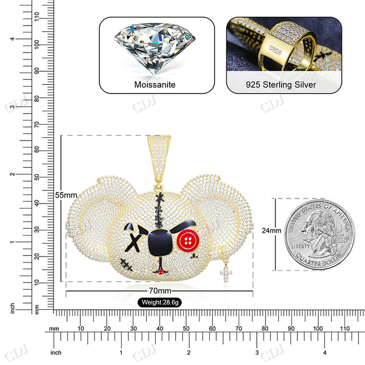 Hip Hop Enamel Printed Moissanite Cartoon Pendant hip hop jewelry CustomDiamJewel