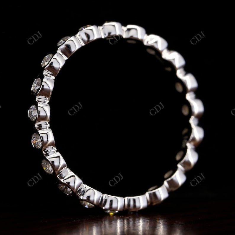 White Gold Bezel Set Natural Diamond Wedding Band  customdiamjewel   
