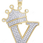 1.6" 0.50 CTW 10K Gold Natural Diamond Crown Initial "V" Pendant CustomDiamJewel
