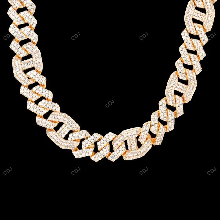 925 Sterling Silver Unique Design Moissanite Cuban Link Chain CustomDiamJewel